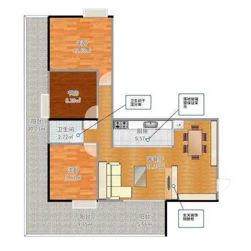 91方三居l型户型-副本