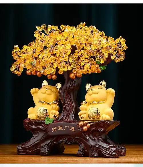 佰爵京客 招财猫发财树摆件财源广进收银台装饰品店铺前台招财进宝