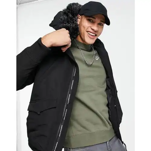 goodnothing户外毛皮兜帽短夹克短外套短外套黑色2022新款for