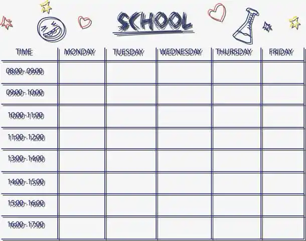 手绘表格课程表