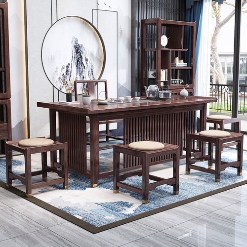 实木茶台椅组合新中式泡茶办公家用功夫喝茶禅意现代简约红橡茶桌