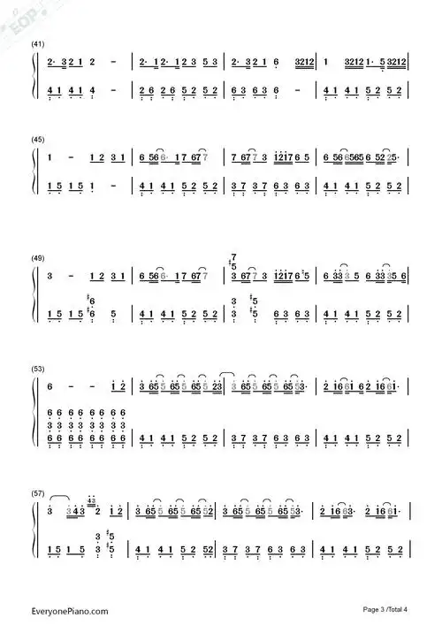 起风了ヤキモチ双手简谱预览3