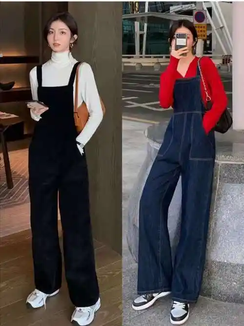 牛仔背带裤搭配什么上衣好看,背带裤穿搭图片大全