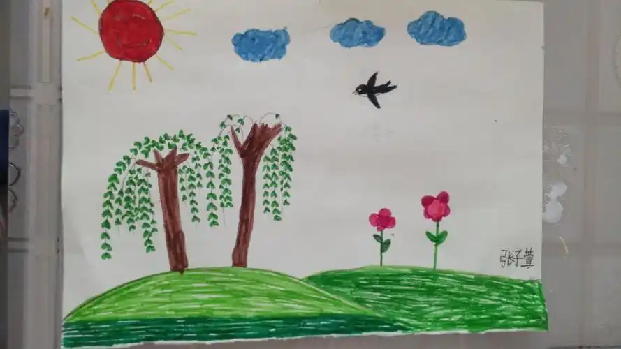 我眼中的春天图画简单 心目中的春天手抄报-图片大观-奇异网