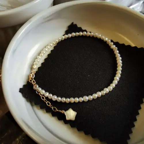 天然珍珠项链手链锁骨choker港风百搭简约小米粒项链