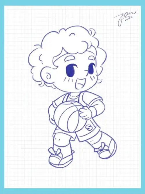 人物速写可爱爆炸头