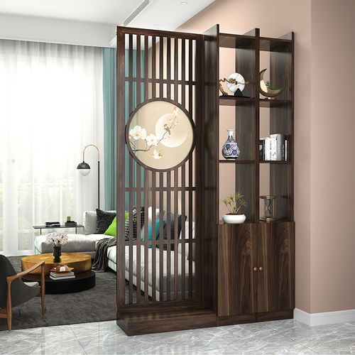 新中式屏风客厅隔断装饰遮挡现代简约小户型实木进门玄关柜轻奢风