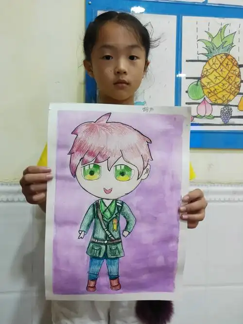 枫叶美术学校彩铅班第十四节课《q版动漫男生》