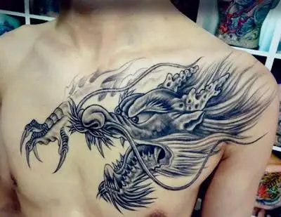 纹身贴仿真防水防汗胸前胳膊后背花臂大图男女披肩龙刺青龙头839