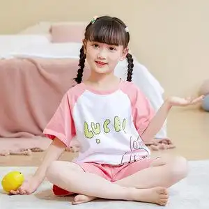 六岁女孩睡衣短袖纯棉薄款中大童女童韩版可爱公主家居服套装夏季