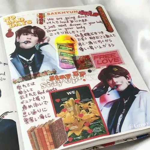 慢慢找到自己喜欢的手账风格和节奏啦#追星手帐  #exo #边伯贤  #吴