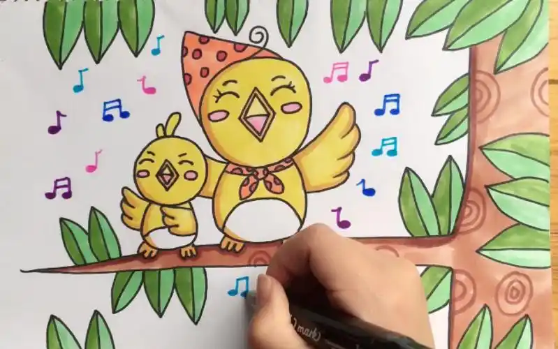 【儿童画】唱歌的小鸟_哔哩哔哩_bilibili