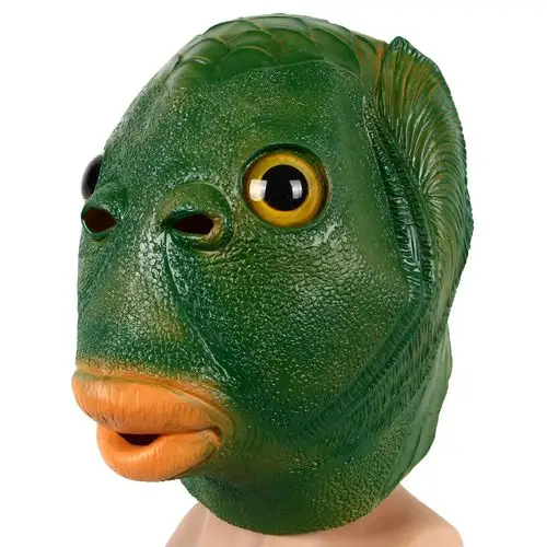网红绿鱼人头套怪怪鱼面具万圣节绿鱼面具绿鱼头套沙雕无异味现货