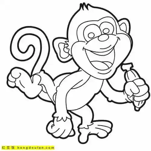 11张大耳朵的有趣而调皮的卡通儿童涂色简笔画-红豆饭小学生简笔画