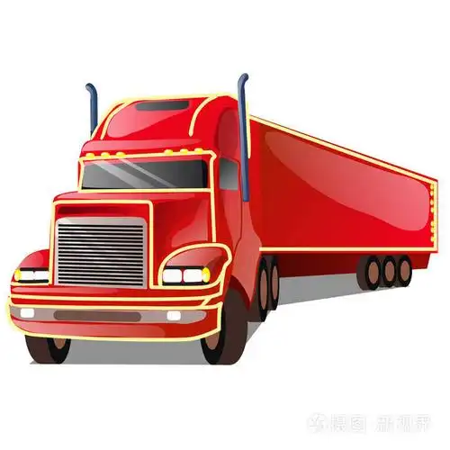 动画片红色卡车被隔绝在白色背景.矢量卡通特写插图