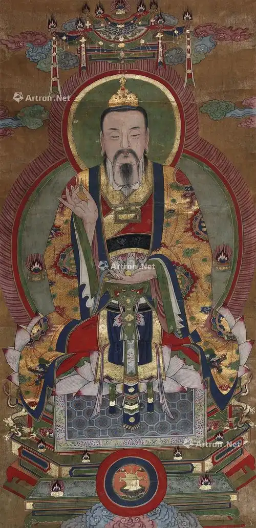 0428太上老君像镜心设色绢本