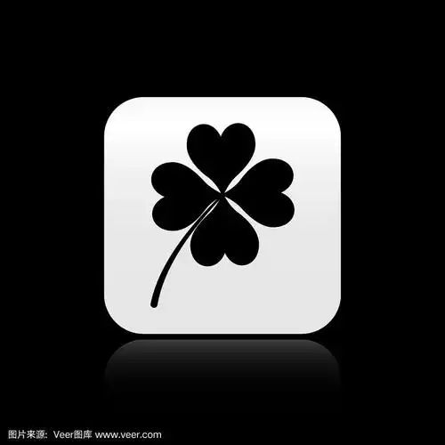 黑色四叶三叶草图标孤立在黑色上
