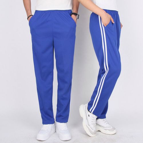 校裤两条杠宝蓝色初中高中学生裤运动裤男女长裤韩版宽松校服裤子