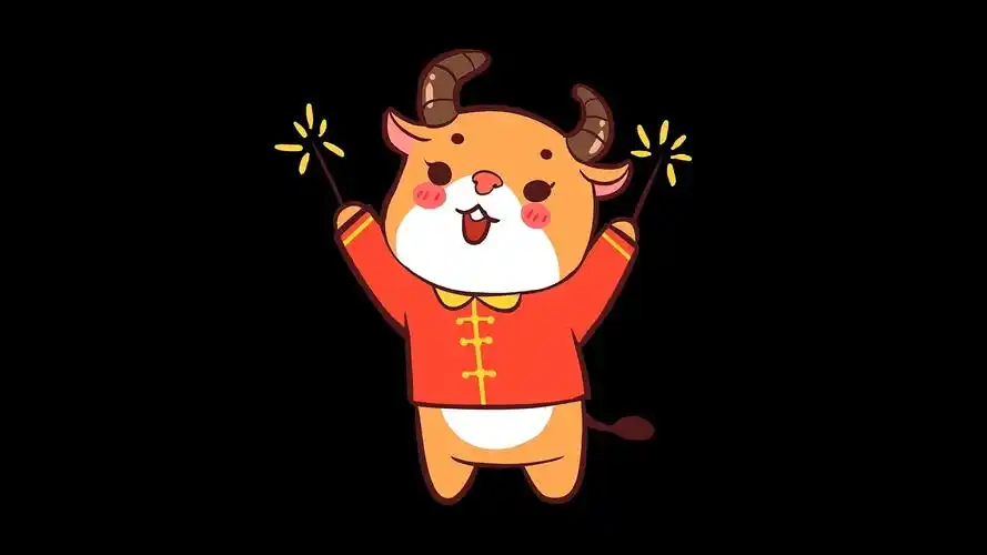 新年牛年可爱生肖牛卡通手绘动效元素带通道牛年元素