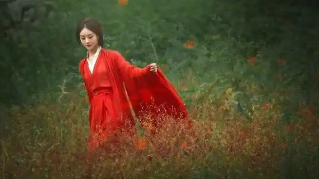 赵丽颖红衣撑伞##与凤行