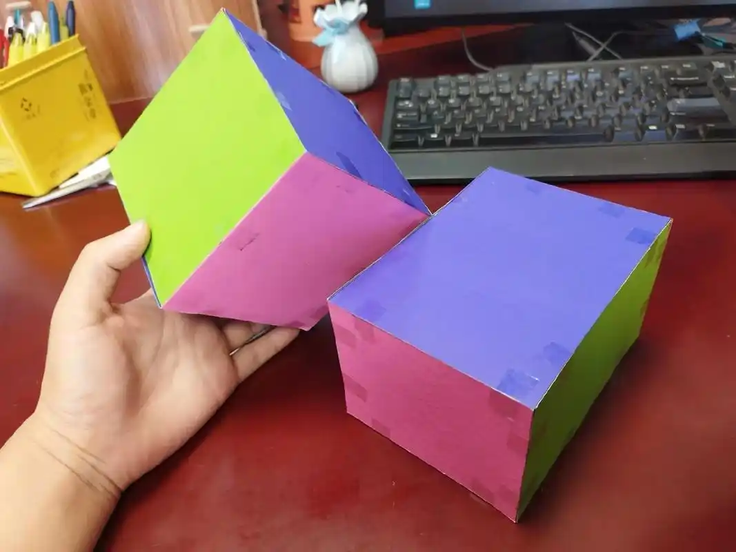 手工diy #长方体和正方体 一起用3张彩色硬卡纸,来制作 - 抖音