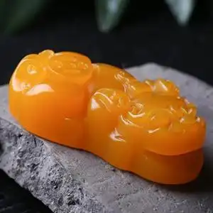 即将结束一元拍卖/和田玉黄龙玉黄玉貔貅吊坠 鸡油黄料貔貅挂件