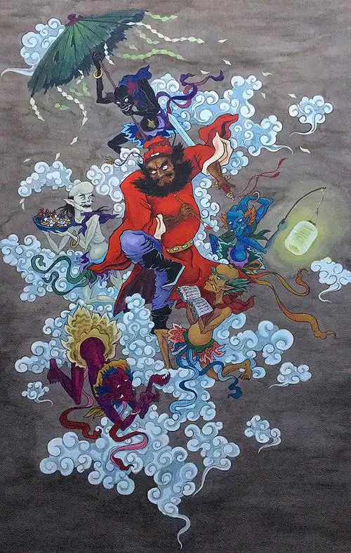 手绘五鬼闹钟馗