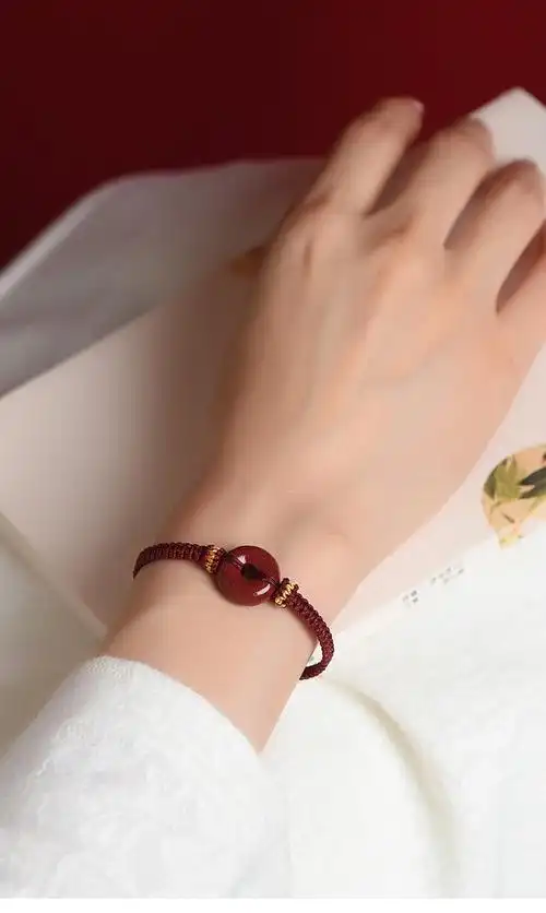 原创朱砂红绳平安扣手链男女士情侣本命年幸运饰品生日礼物民族风博雅