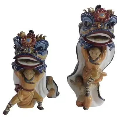 陶瓷工艺品摆件石湾公仔佛山黄飞鸿家居饰品电视酒柜摆设醒狮舞狮