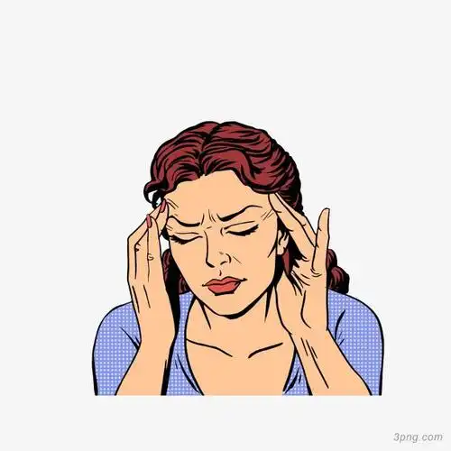 头疼 双手扶额的女士png素材透明免抠图片-卡通手绘