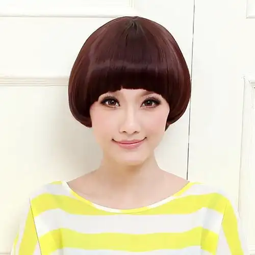 假发女短发酒红色逼真短直发帅气超斜自由分bobo头蓬松自然发套