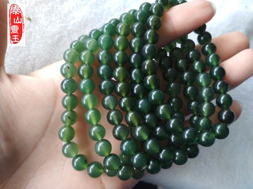 泰山玉手串 泰山碧玉6 8mm玉珠女士手链 泰山玉 玉珠串天然平安玉