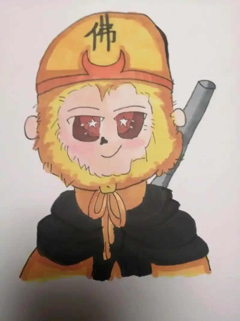 孙悟空q版手绘#手绘 #临摹#孙悟空#日常瞎画 #齐天大圣孙 - 抖音
