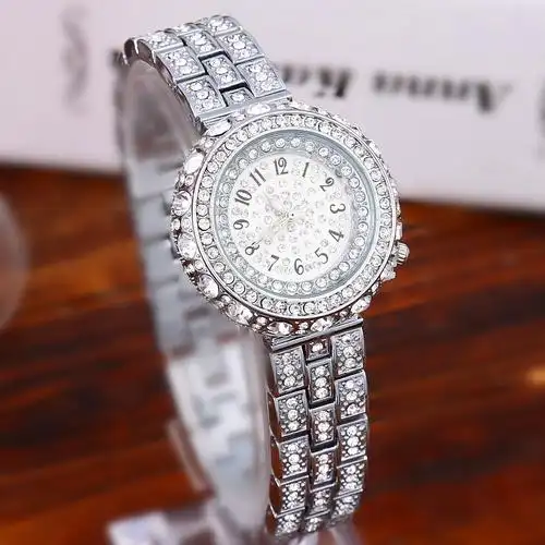 批发女士手表 韩版防水镶钻满钻时尚玫瑰金满钻学生女式石英腕表