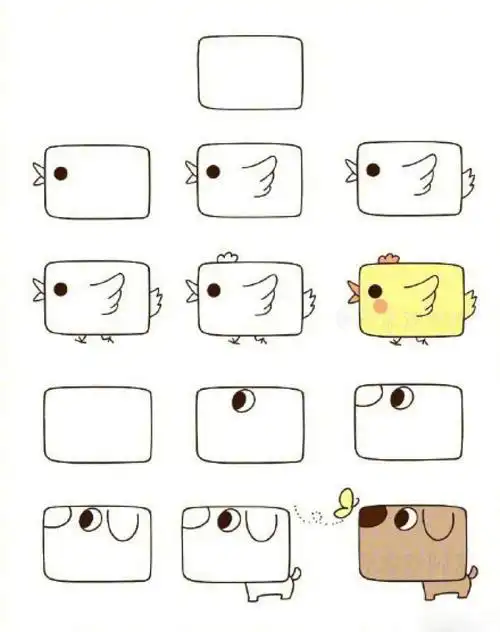 以长方形为基础画出各种超萌小动物 #让世界听到中国的声音