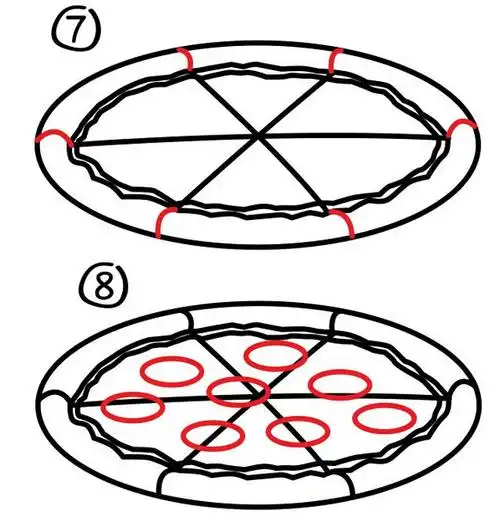 pizza简笔画教程波比简笔画:教你如何画披萨,认识颜色学习英语,儿童