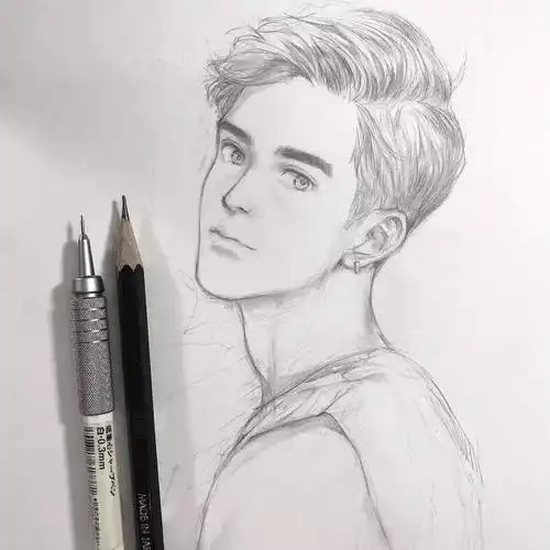 竟然用自动铅笔都能画出这么帅的小哥哥!