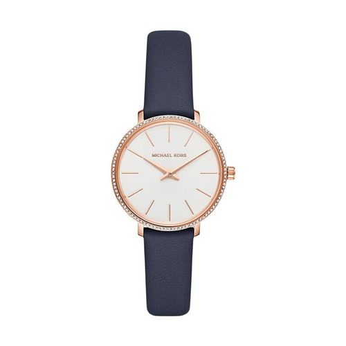 mk手表满天星手表简约时尚手表女蓝色皮带女mk2804