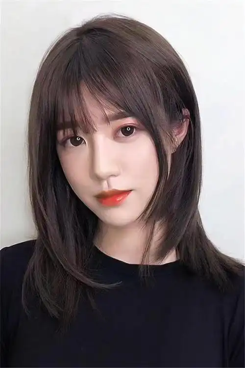 假发女长发网红气质锁骨发中长直发自然全头套式圆脸修脸短发套