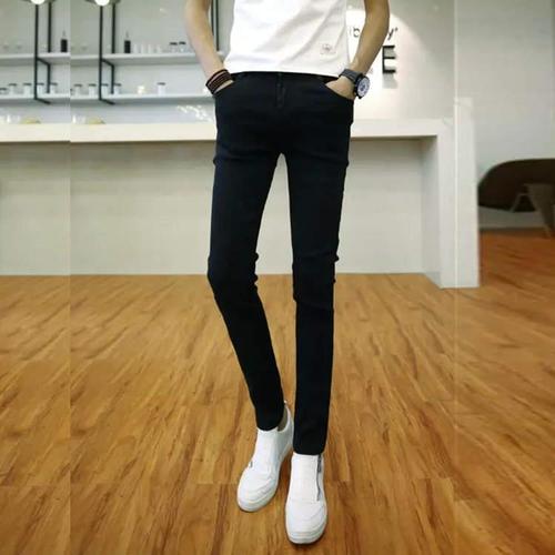 纯黑色牛仔裤男细腿小脚裤全黑色裤子男瘦腿细脚裤男装纯色小腿裤