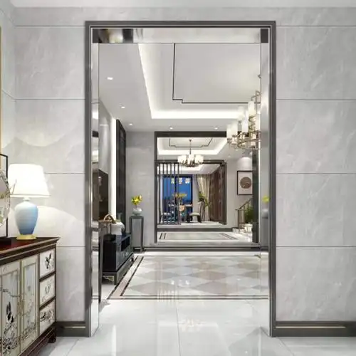 入户阳台门金属不锈钢门套框双包边哑光黑色单包窗套美缝