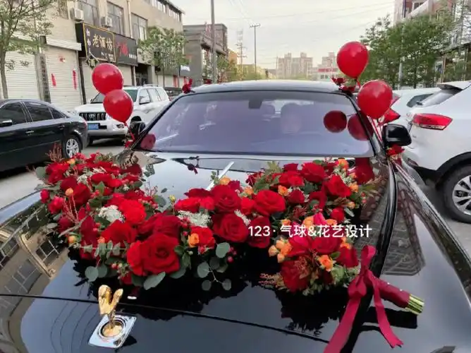 婚车花艺  #榆林靖边气球布置