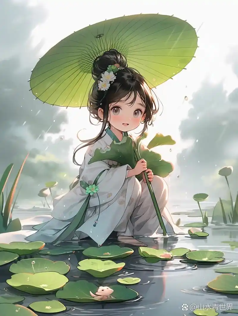古风头像||炎夏,荷叶伞下小女孩78