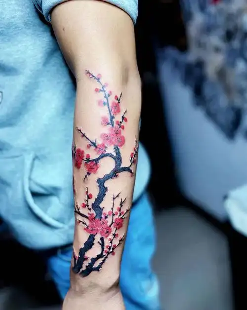 梅花纹身 一剪寒梅纹身图片_手臂水彩水墨纹身图案(2)_山东省青岛市