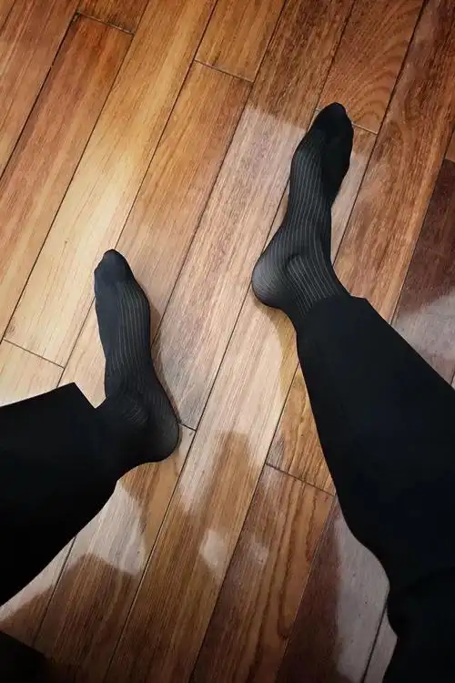 西装袜子男男士日系商务锦纶丝袜长筒薄款透气绅士性感黑色正装西装