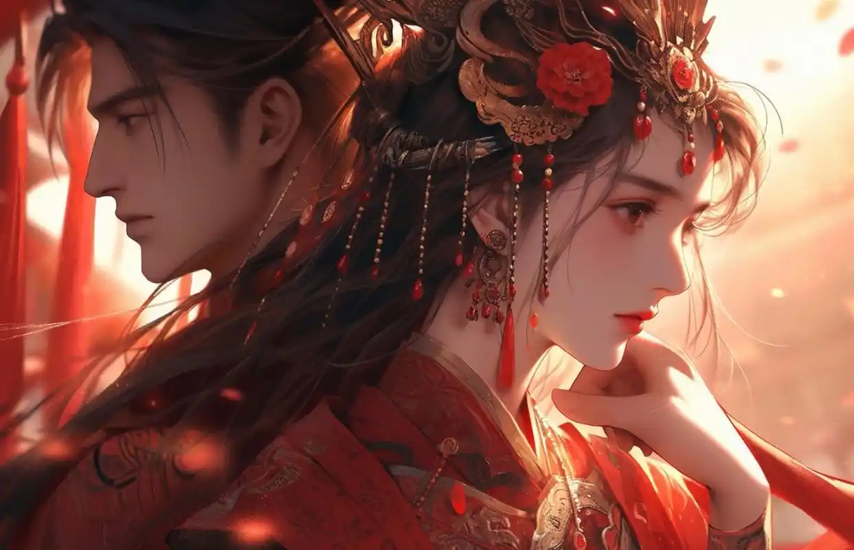 古风红衣情侣,洞房花烛