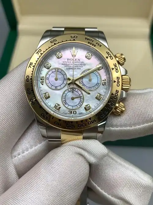 新到劳力士迪通拿系列116503间金钻刻七彩白