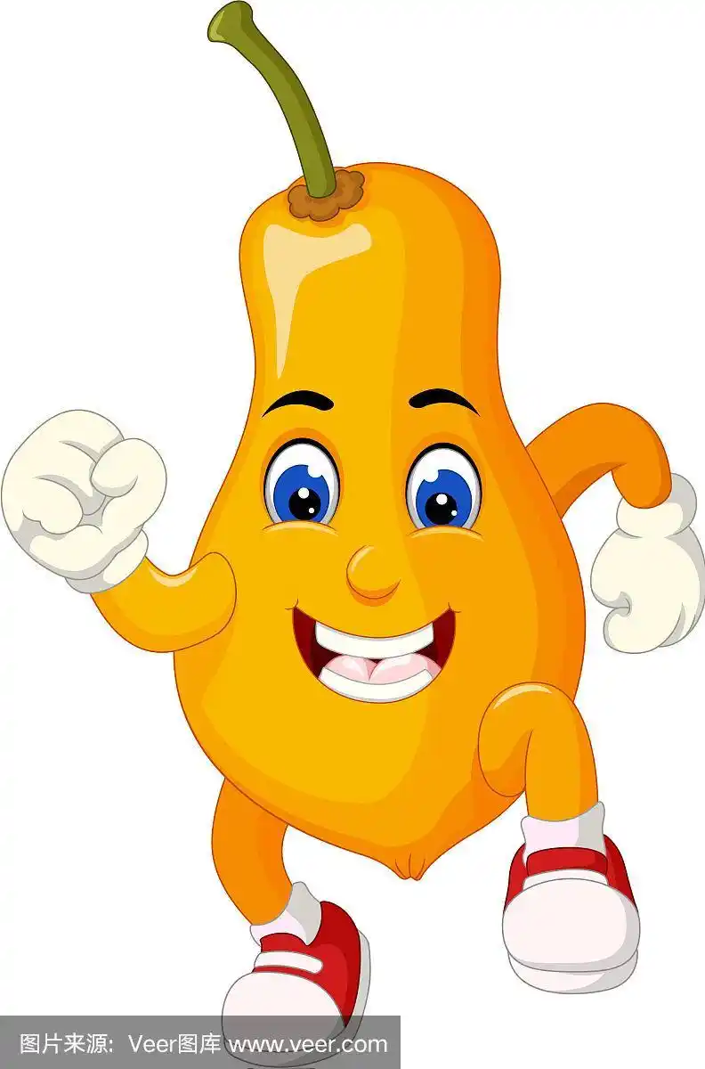 有趣的橙色木瓜穿着红色的鞋子卡通