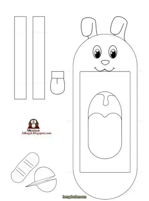 手工制作立体手指玩具张大口的兔子可爱纸模图纸兔子打印下载