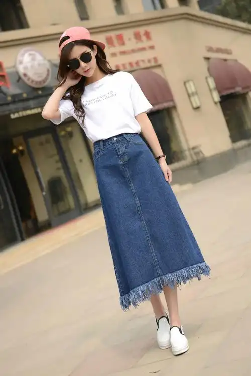 331#深蓝色牛仔裙(不带弹力)26-40码批发55元